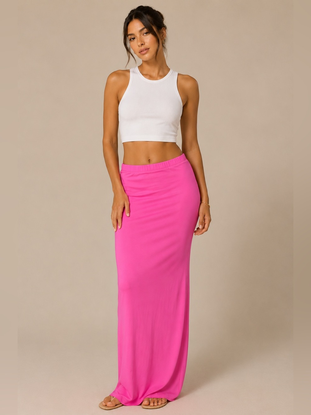 SKIMS Swim Cover Up Maxi Skirt Pink Small High Waist Bodycon Beach Resort Strech
